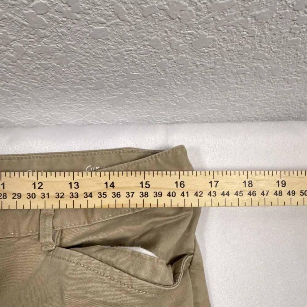 Eddie Bauer Legendwash Beige Chino Pants 32W Size 6 Curvy Flat Front Stretch